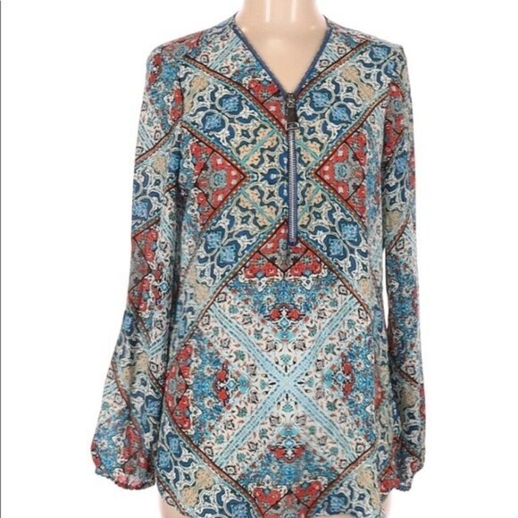 Investments medium floral boho zippered blouse - Picture 1 of 5